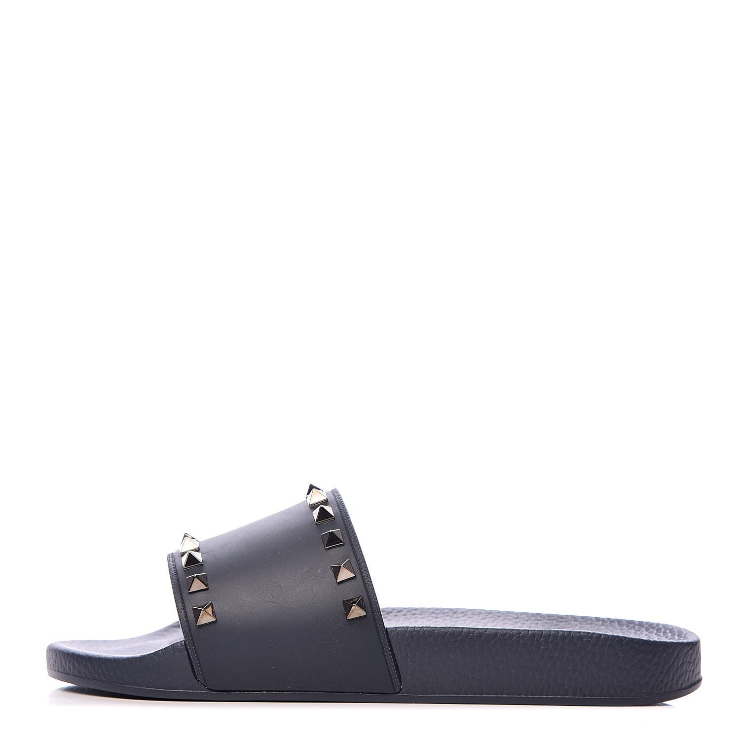 Valentino Garavani Rubber Rockstud Slide Sandals 40 Marine 1 of 10