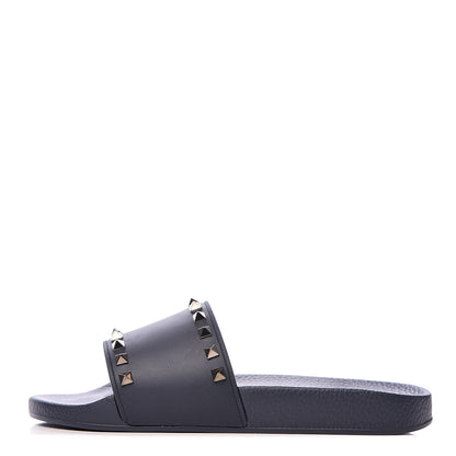 Valentino Garavani Rubber Rockstud Slide Sandals 40 Marine 1 of 10