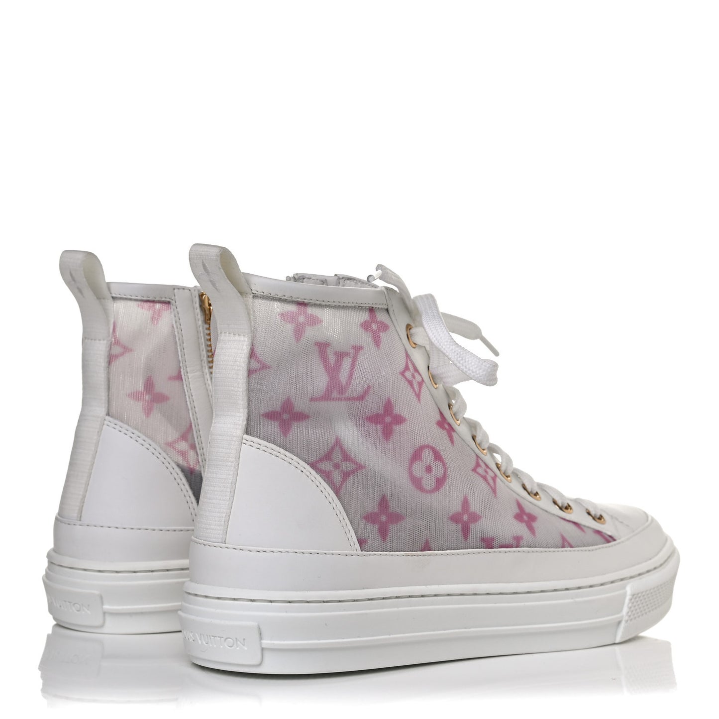 Technical Fabric Calfskin Monogram Printed Stellar Sneaker Boots 36 Pink