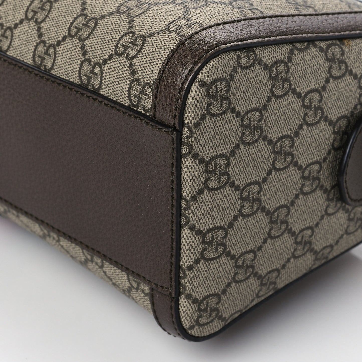 GG Supreme Monogram Textured Dollar Calfskin Web Medium Ophidia Boston Beige Ebony New Acero