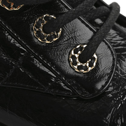 Chanel Shiny Lambskin Quilted Lace Up Combat Boots 37 Black 15 of 15