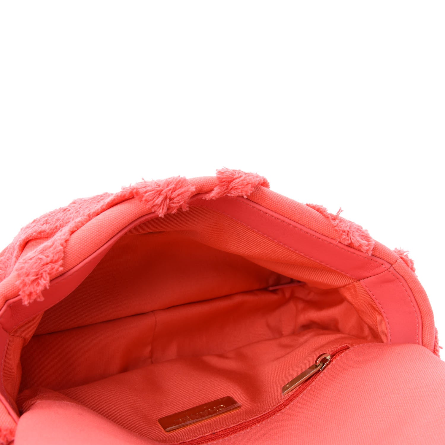 Chanel Cotton Canvas Quilted Medium Chanel 19 Flap Coral 5 of 10