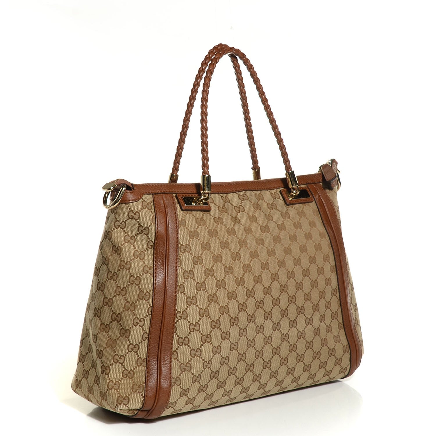 Gucci Monogram Cellarius Calfskin Large Bella Top Handle Bag Beige Ebony Cuir 3 of 9
