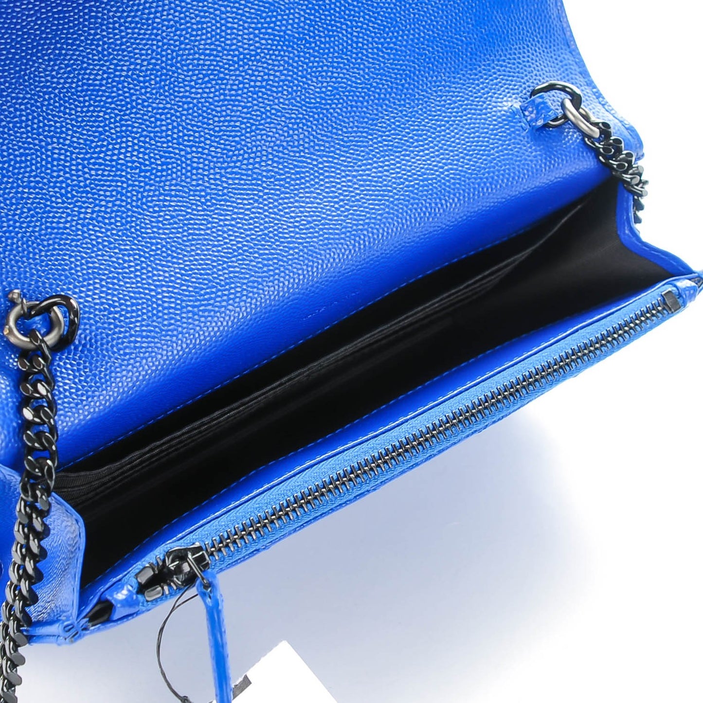 Grain De Poudre Matelasse Chevron Monogram Envelope Chain Wallet Blue Majorelle