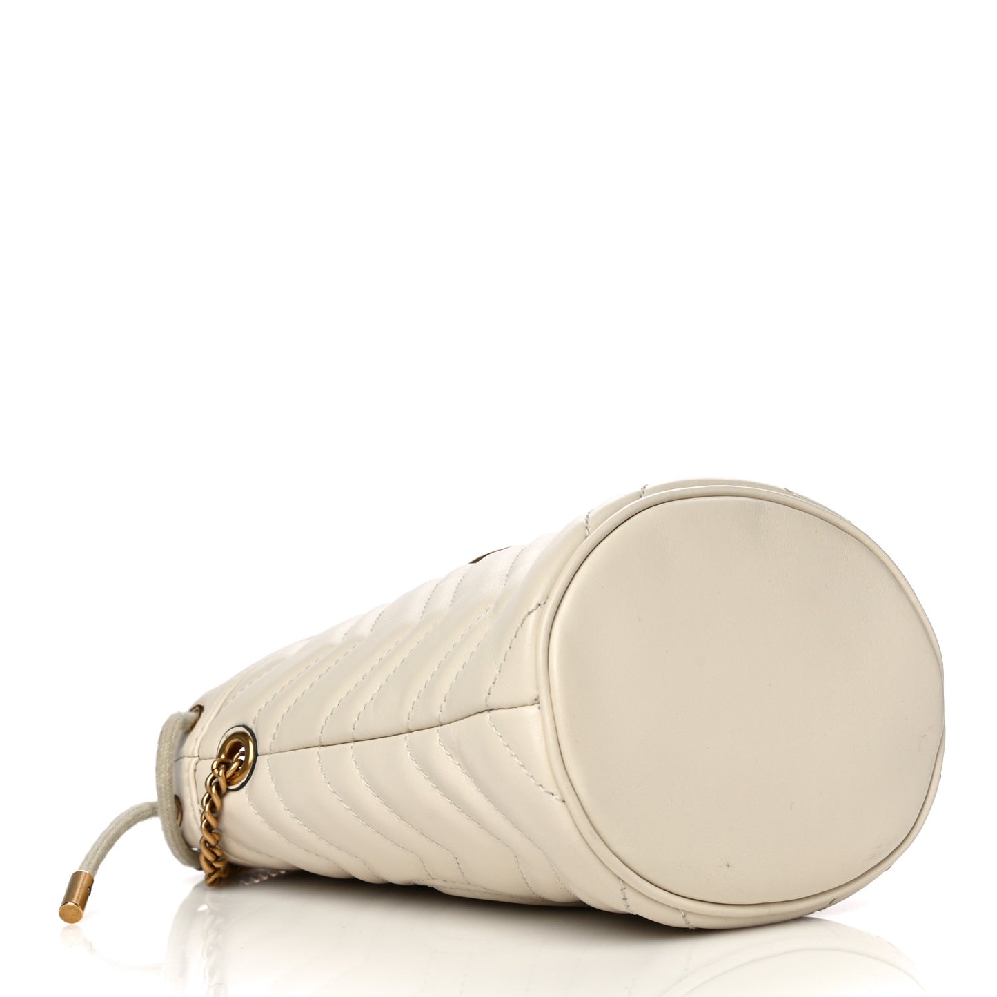Calfskin Matelasse Mini GG Marmont 2.0 Bucket Bag White