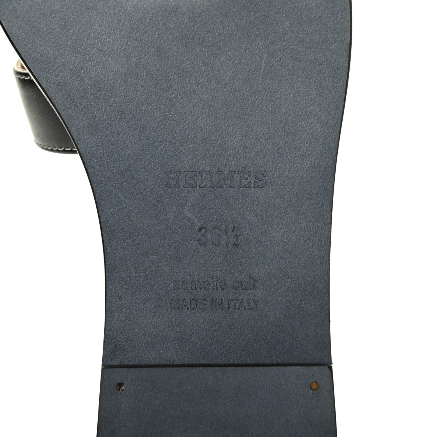 Hermes Box Calfskin Oran Sandals 36.5 Black 6 of 12