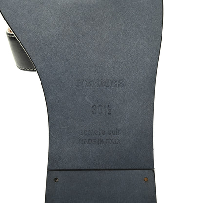 Hermes Box Calfskin Oran Sandals 36.5 Black 6 of 12