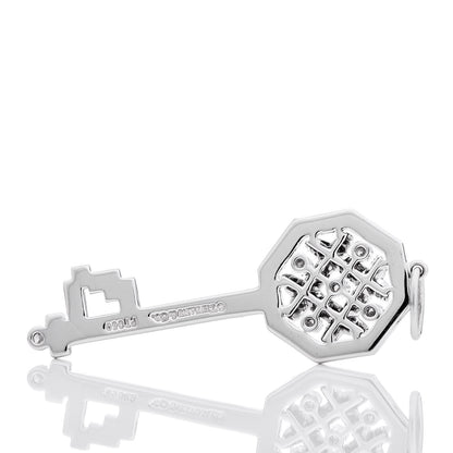 Tiffany Platinum Diamond Octagon Key Charm Pendant 3 of 4