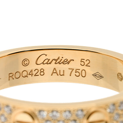 Cartier 18K Yellow Gold Diamond 4mm LOVE Wedding Paved Band Ring 52 6 3 of 3