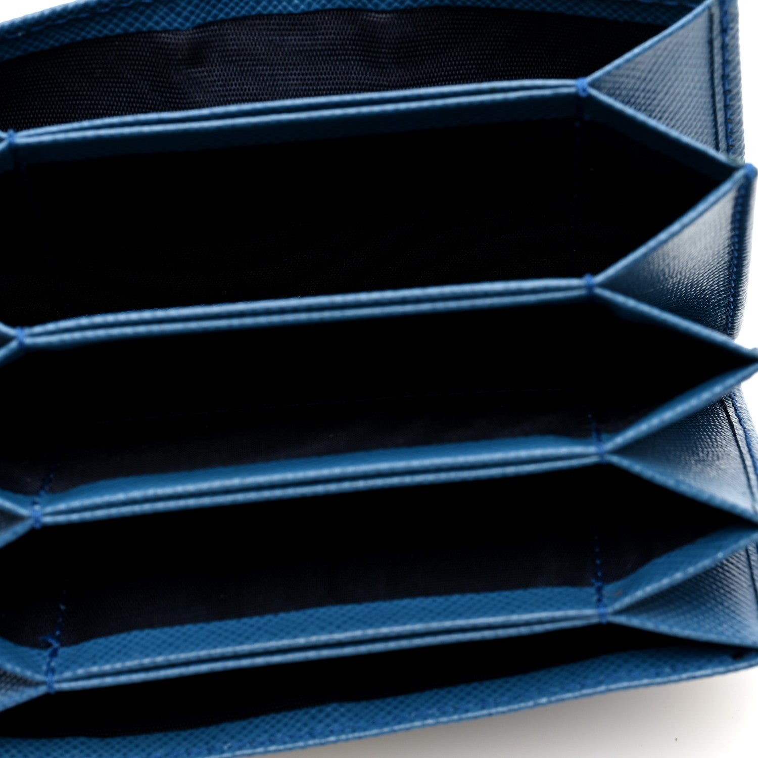 Prada Saffiano Triangle Accordion Card Case Blue 5 of 6
