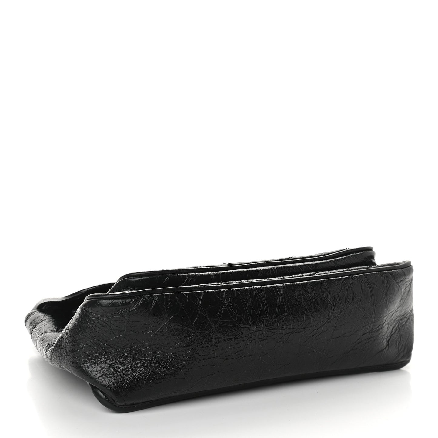 Crinkled Calfskin Matelasse Monogram Medium Niki Chain Satchel Black