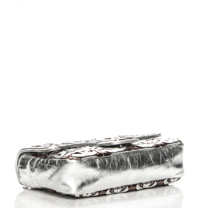 Chanel Metallic Crackled Calfskin Medium CC Mix Flap Silver Gold 4 of 7
