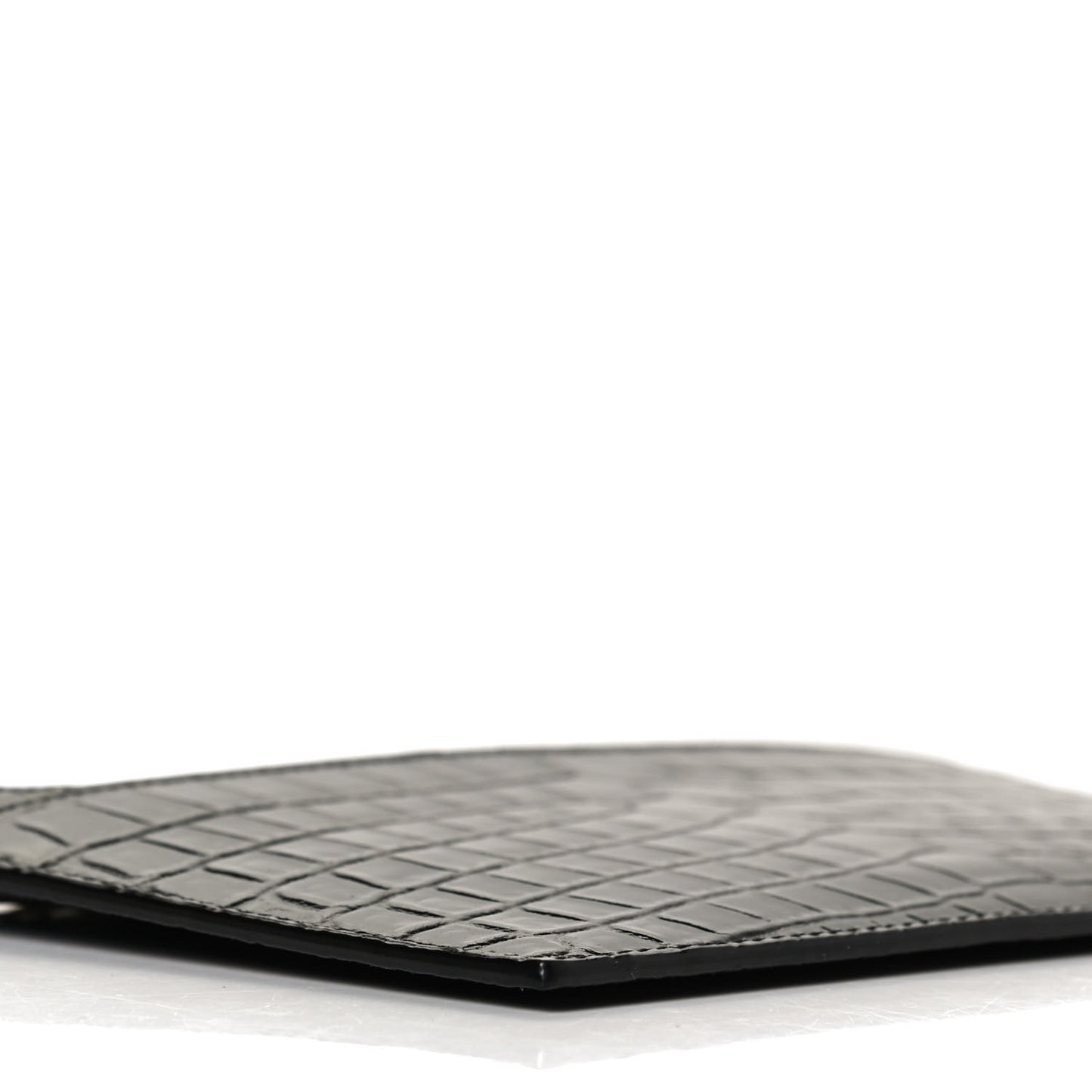 Calfskin Crocodile Embossed Monogram Bill Pouch Black