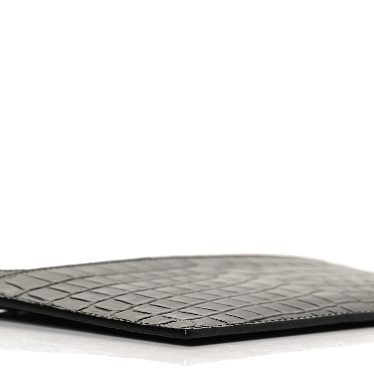 Saint Laurent Calfskin Crocodile Embossed Monogram Bill Pouch Black 8 of 11