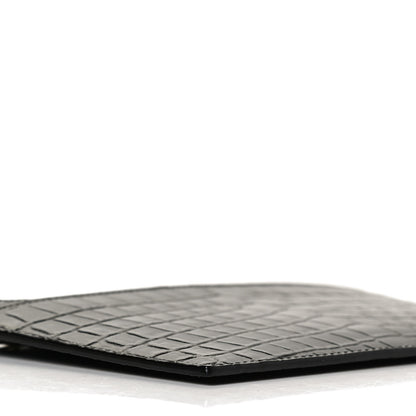 Saint Laurent Calfskin Crocodile Embossed Monogram Bill Pouch Black 8 of 11
