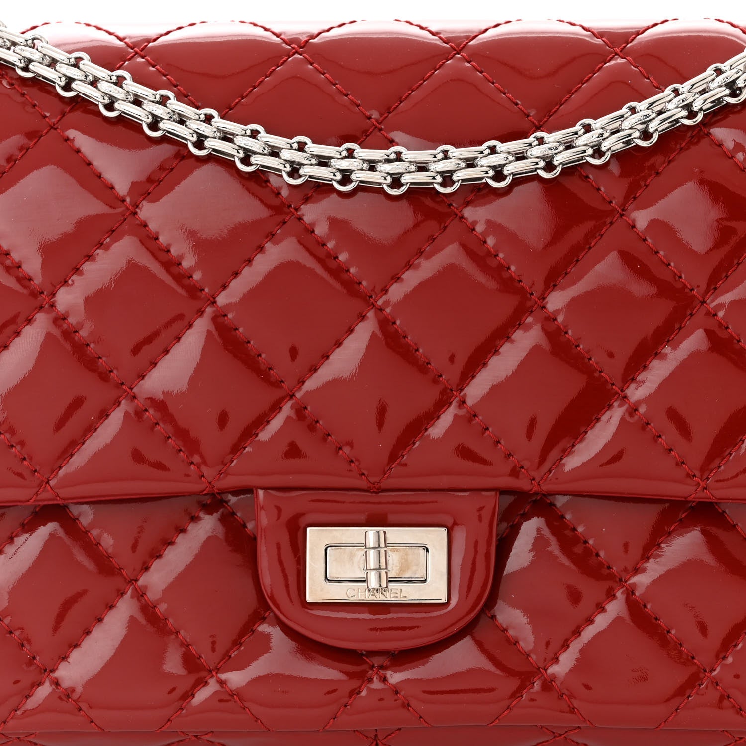 Chanel Patent Quilted 2.55 Reissue 226 Flap Red 8 of 12