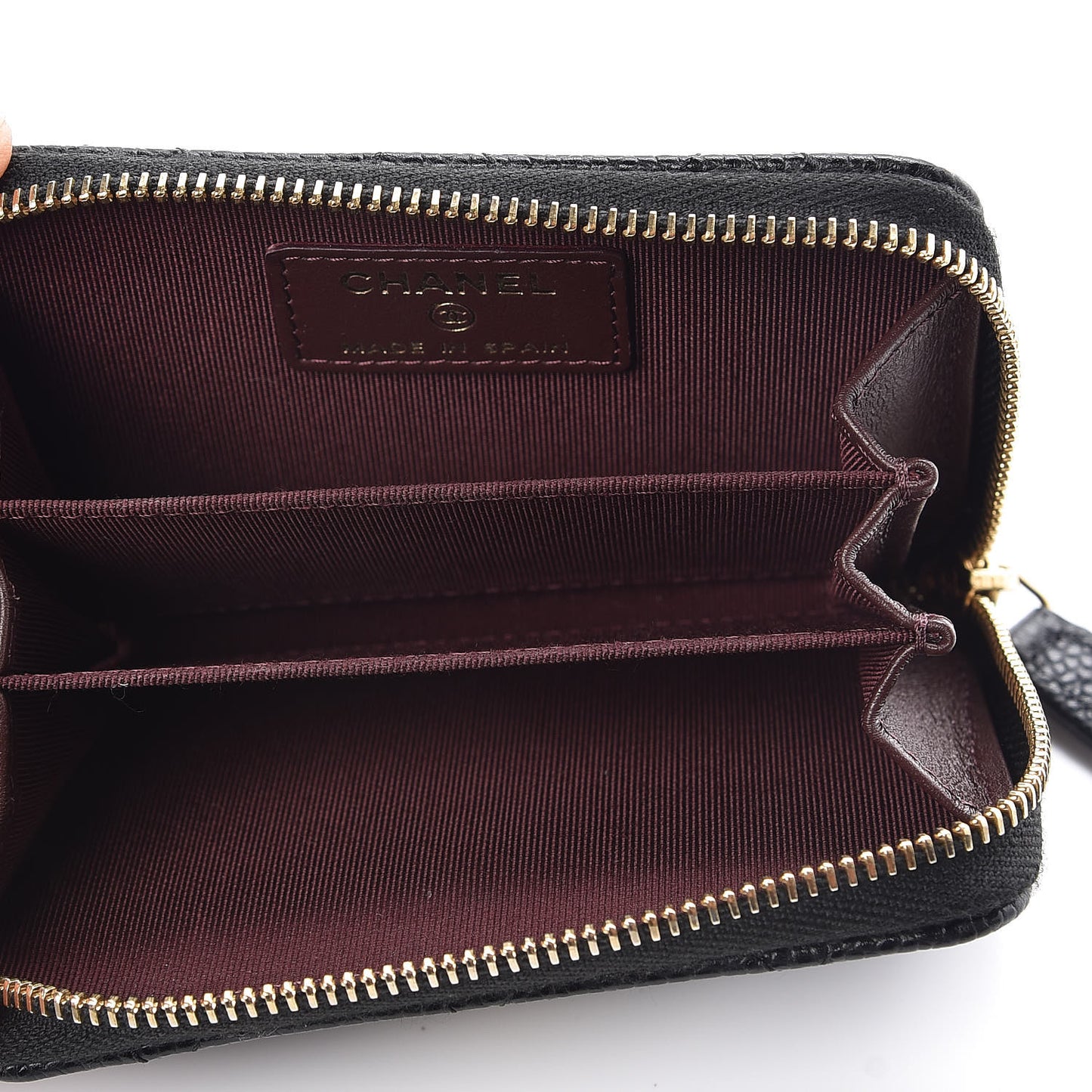 Caviar Quilted Zip Coin Purse Black