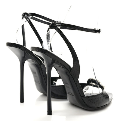 Saint Laurent Ayers Snakeskin Embossed Crystal Giqua 115 Sandals 36.5 Black 4 of 7