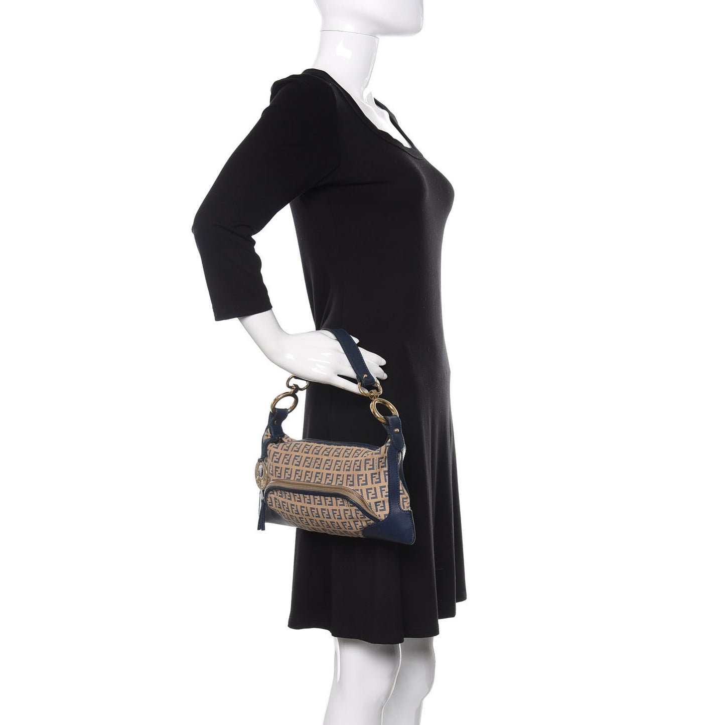 ENDI Zucchino Vitello Small Chef Pocket Shoulder Bag Beige Azzurro Blue