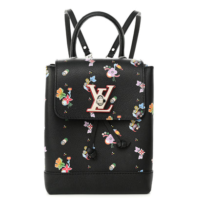 Louis Vuitton Calfskin Flower Lockme Mini Backpack Black Multicolor 1 of 14