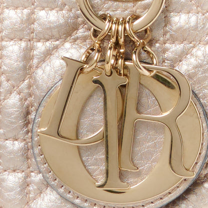 Christian Dior Metallic Grained Calfskin Cannage Small Supple Lady Dior Pale Gold 8 of 12