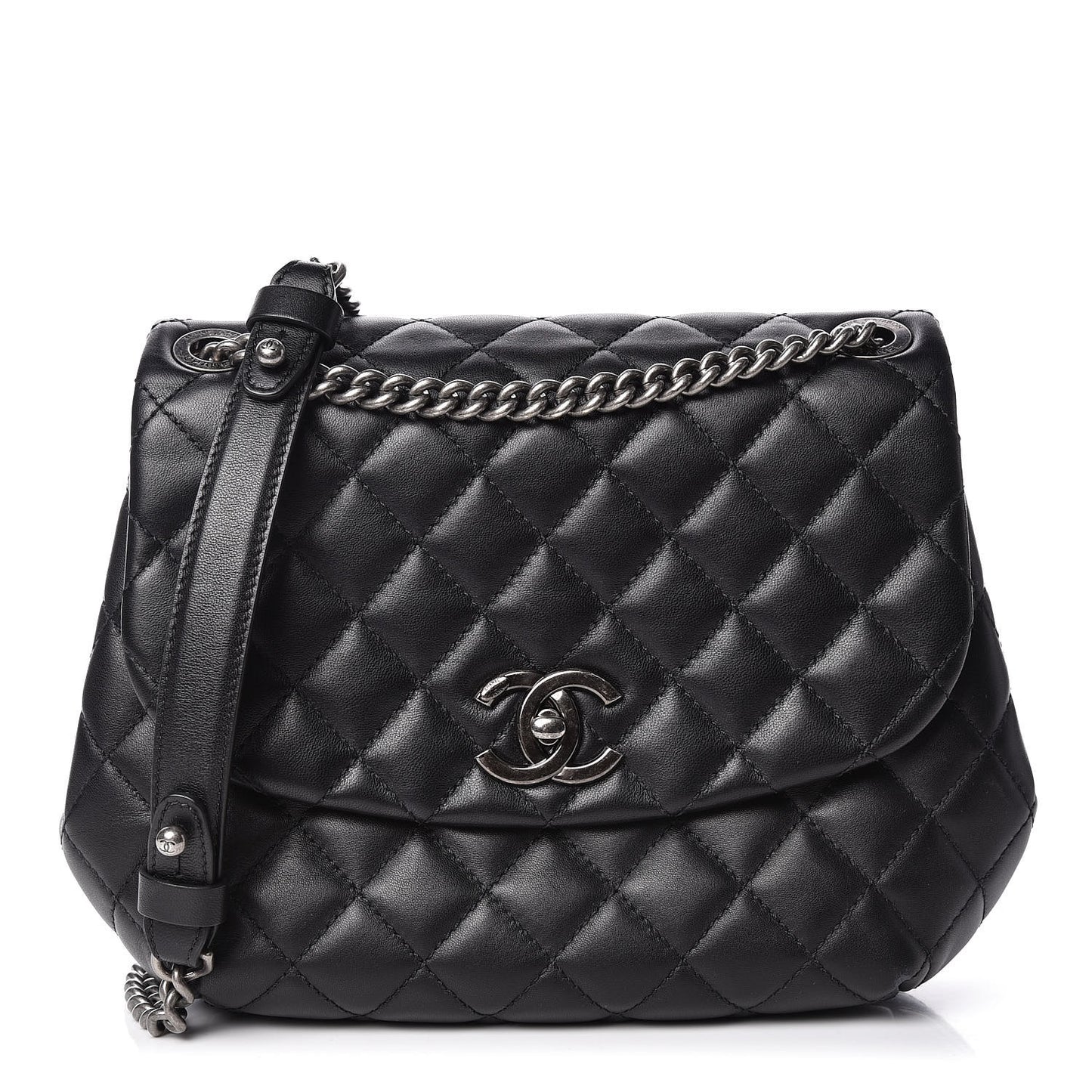 Lambskin Quilted Small Daily Supple Flap Black