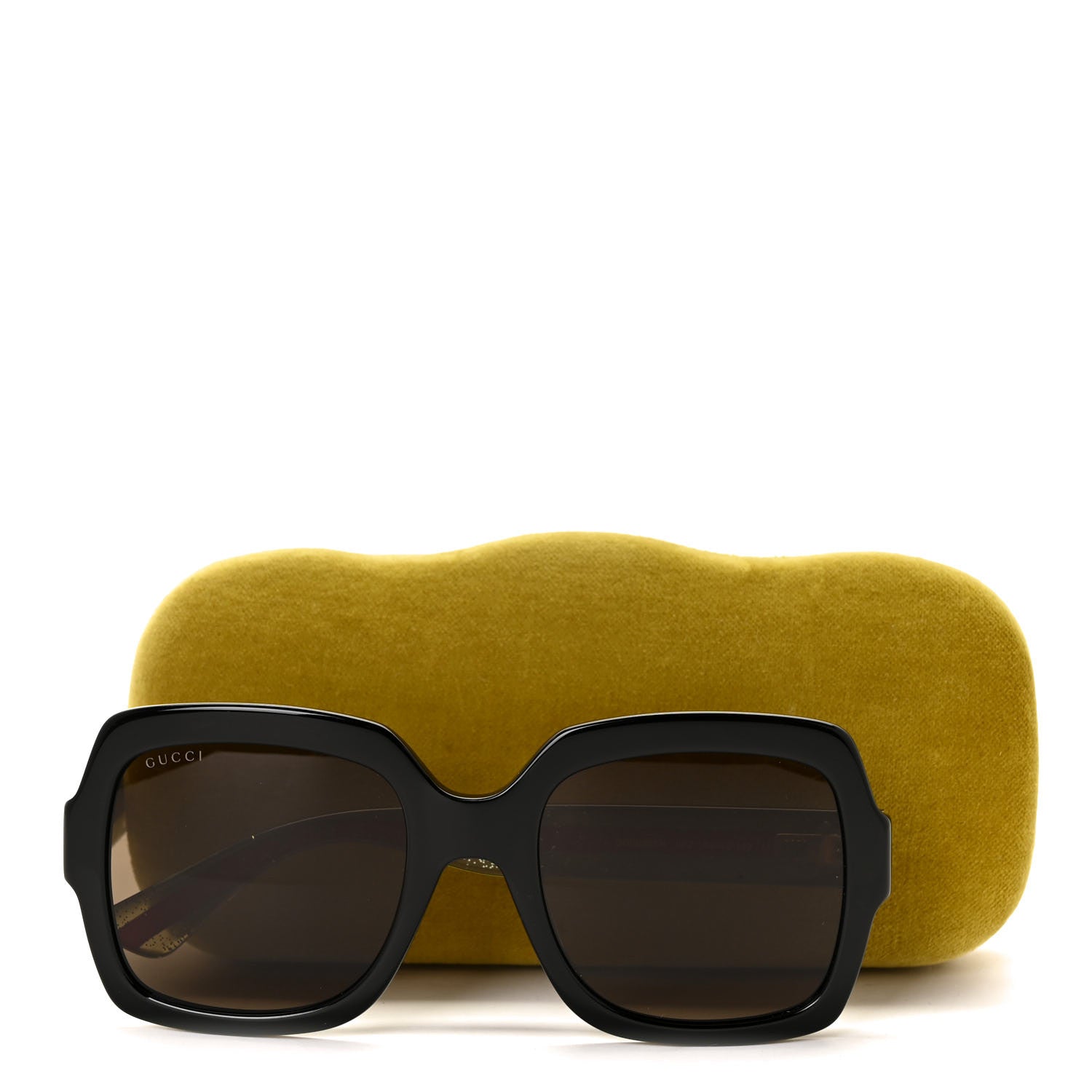 Gucci Acetate Square Frame Web Glitter Sunglasses GG0036S Black Green 8 of 8