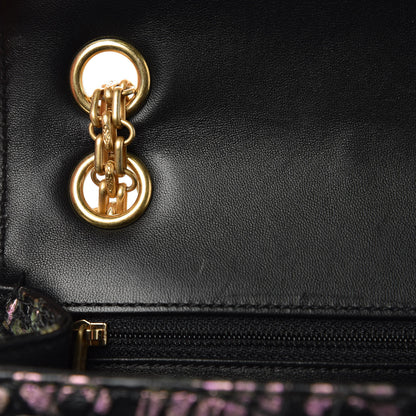 Chanel Calfskin Crocodile Embossed Graffiti 2.55 Mini Cocodile Reissue Flap Black Pink 8 of 11