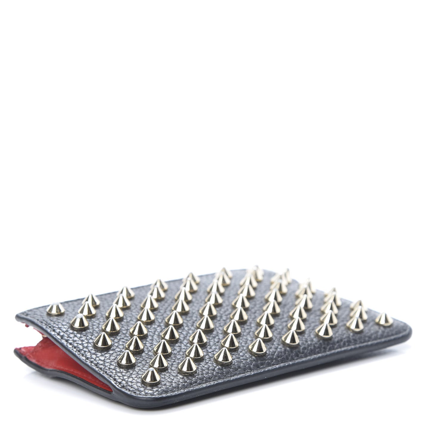 Calfskin Empire Panettone Spikes Key Ring Pouch Black