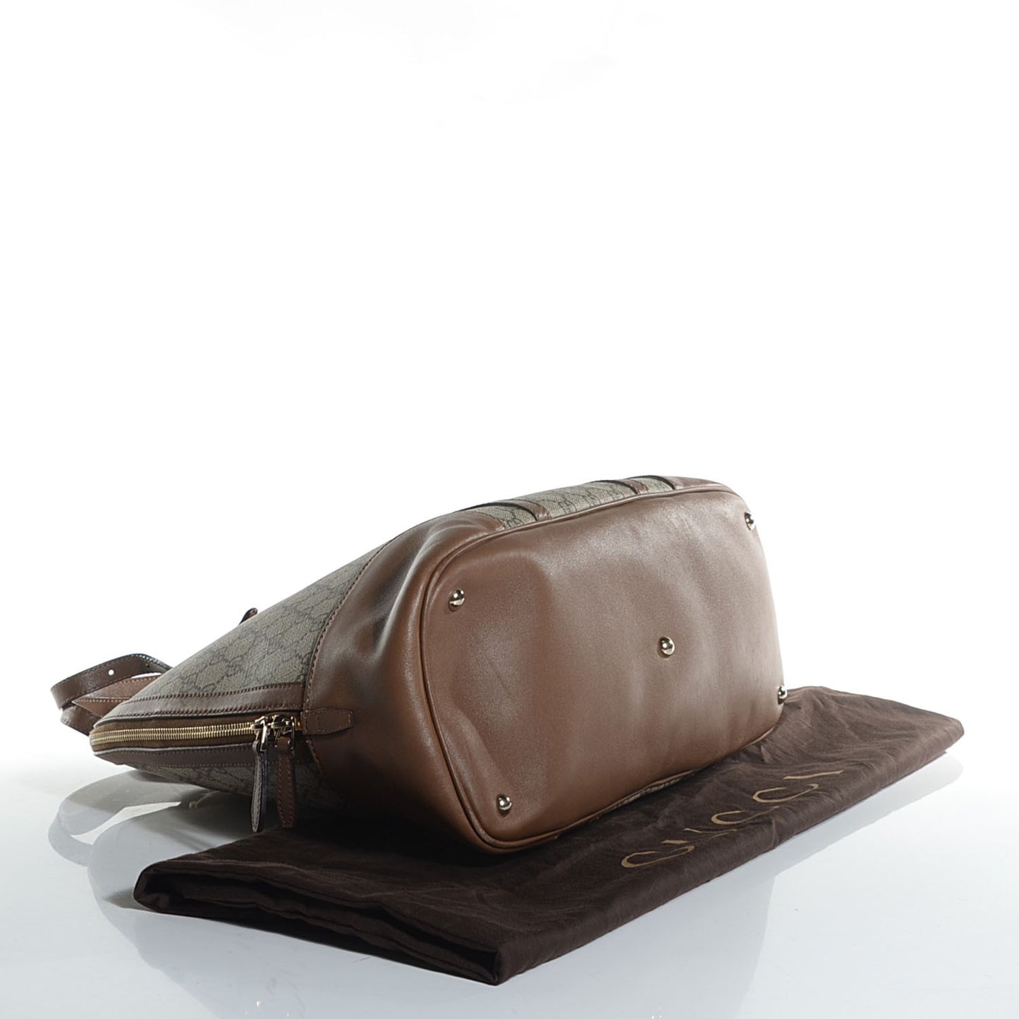 GG Supreme Monogram Margaux Calfskin Large Nice Top Handle Dome Bag Beige Ebony Acero