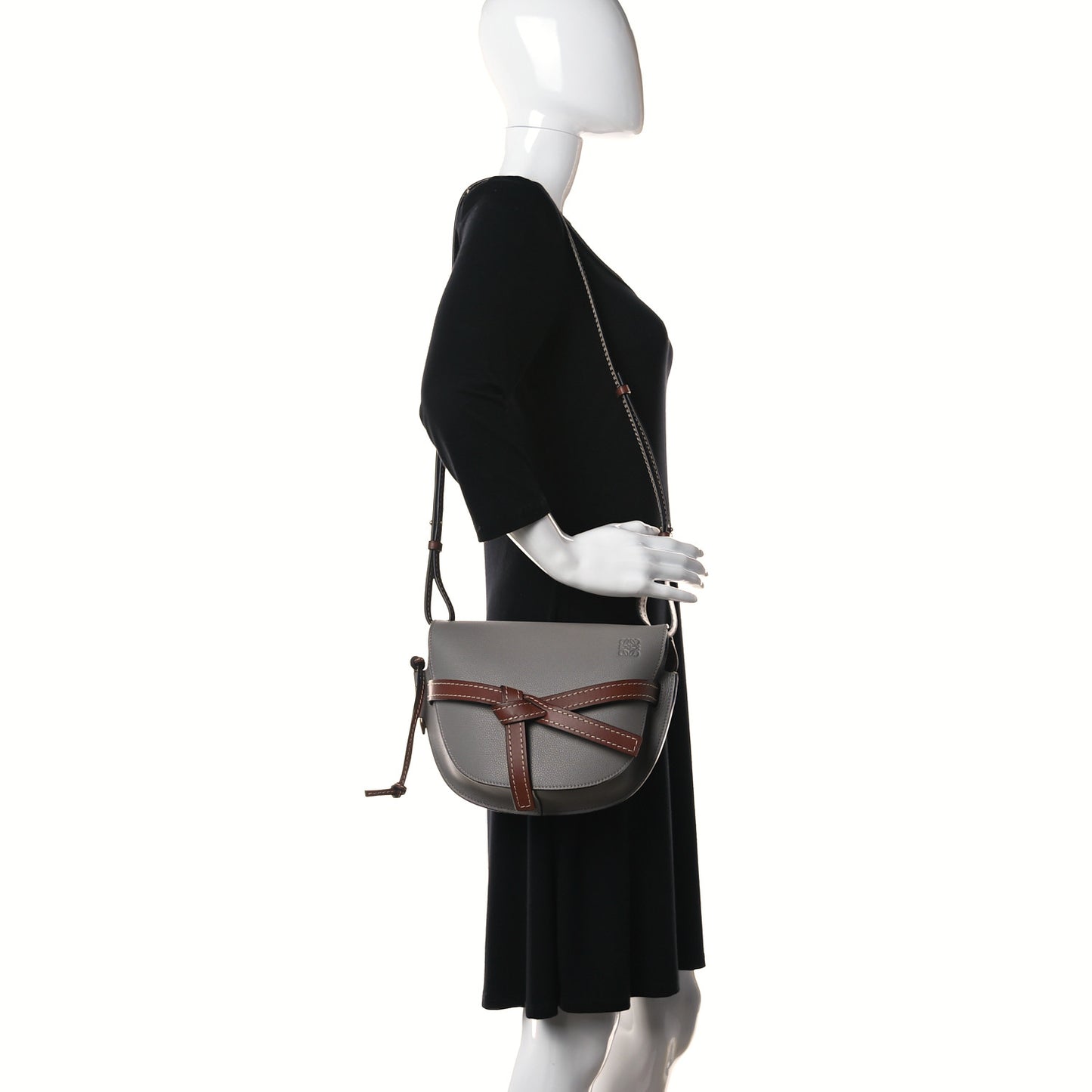 Grained Calfskin Small Gate Crossbody Bag Smoke Pecan