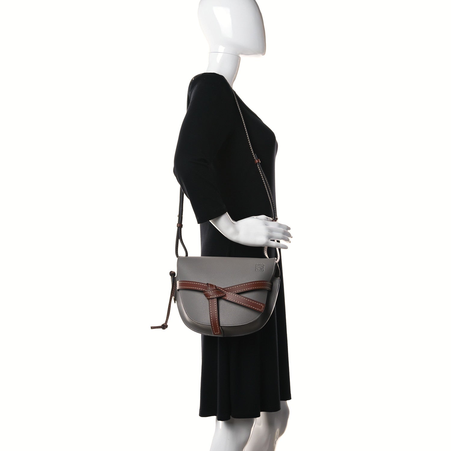 Loewe Grained Calfskin Small Gate Crossbody Bag Smoke Pecan 2 of 7