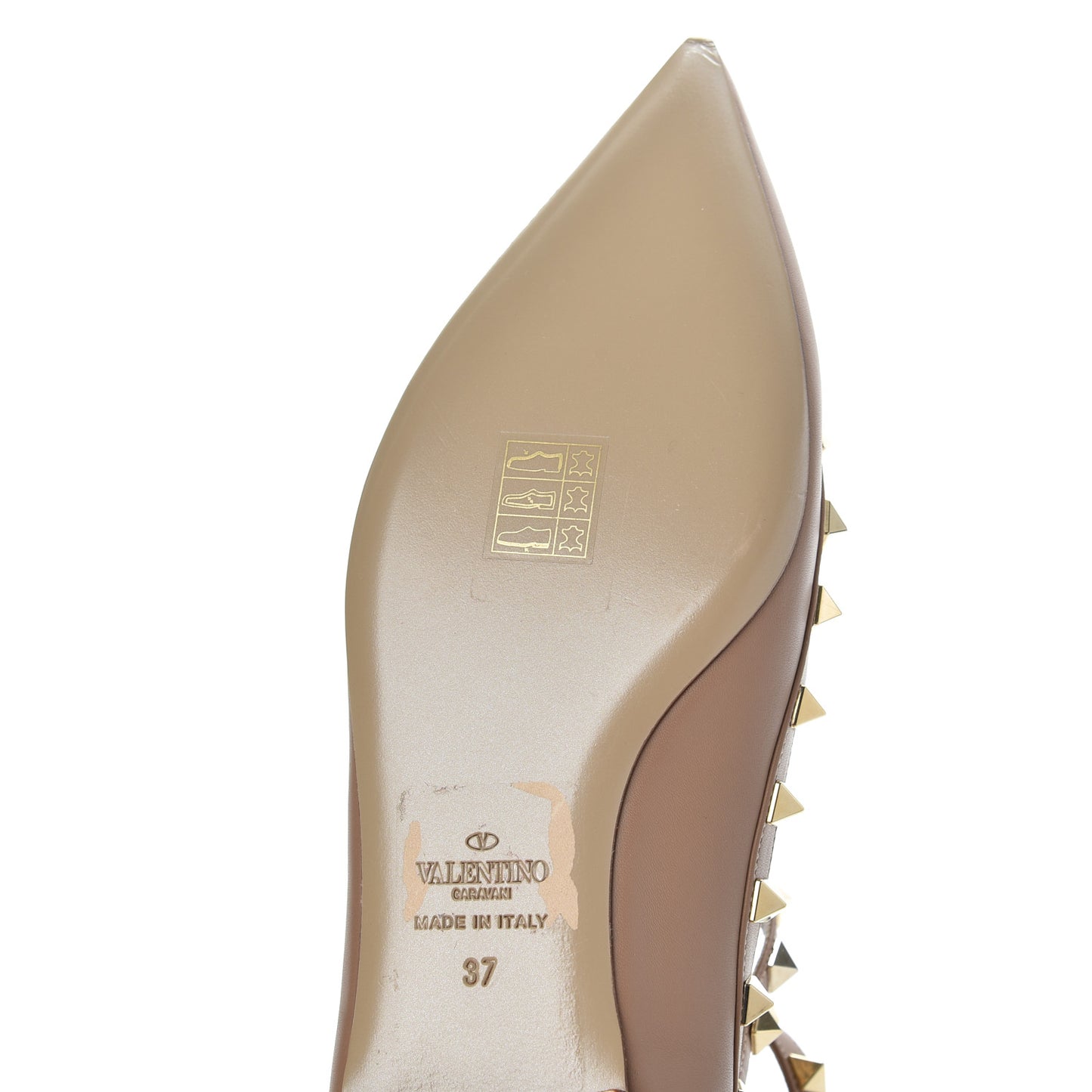 Nappa Rockstud Cage Flats 37 Beige