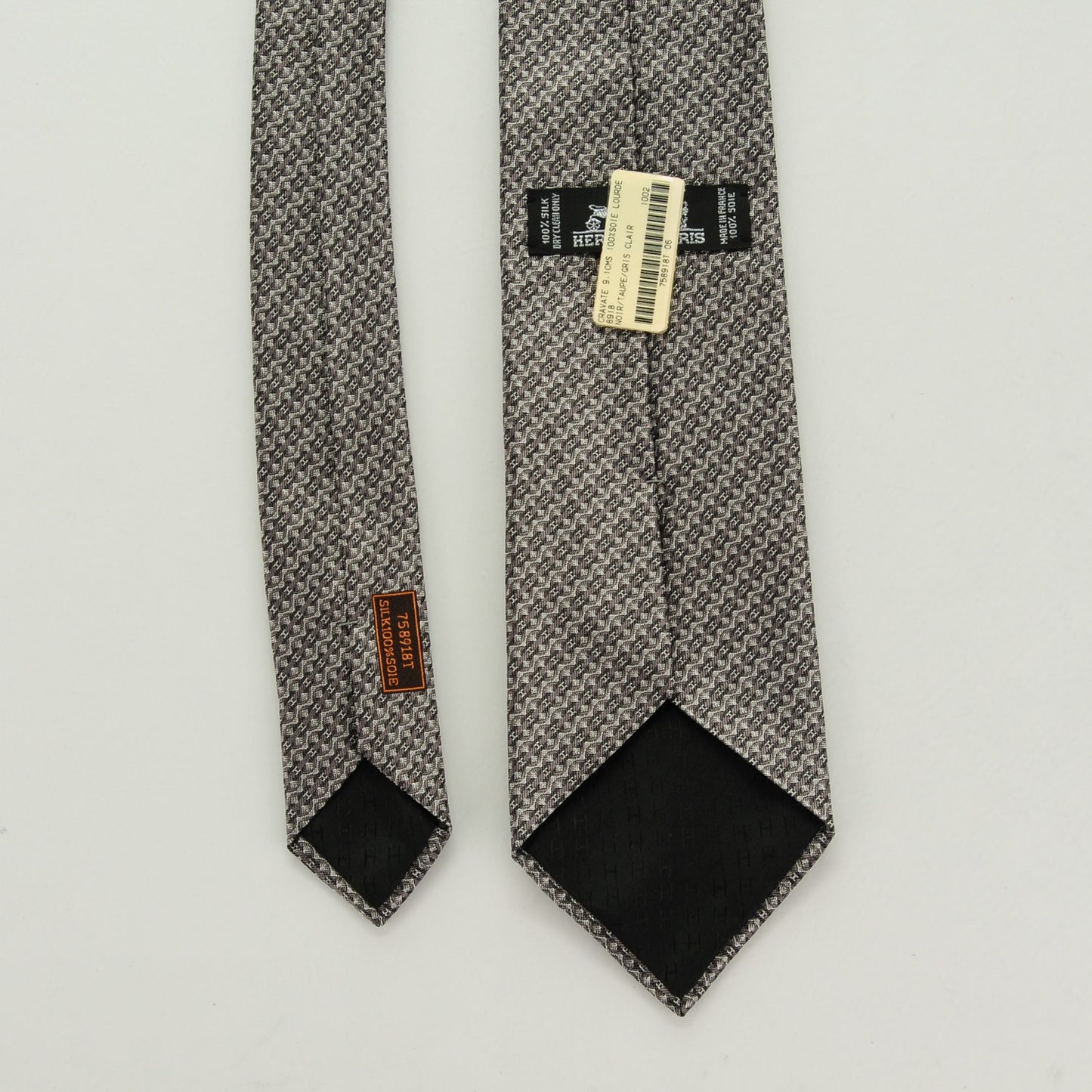 Silk Mens Neck Tie Noir Taupe Gris Clair
