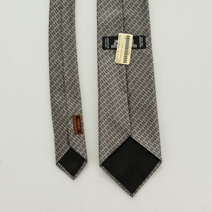Hermes Silk Mens Neck Tie Noir Taupe Gris Clair 3 of 6