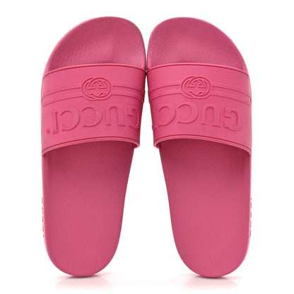 Gucci Rubber Womens Logo Slide Sandals 39 Fuchsia 2 of 10