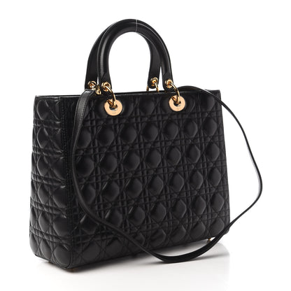 Christian Dior Lambskin Cannage Large Lady Dior Black 3 of 11