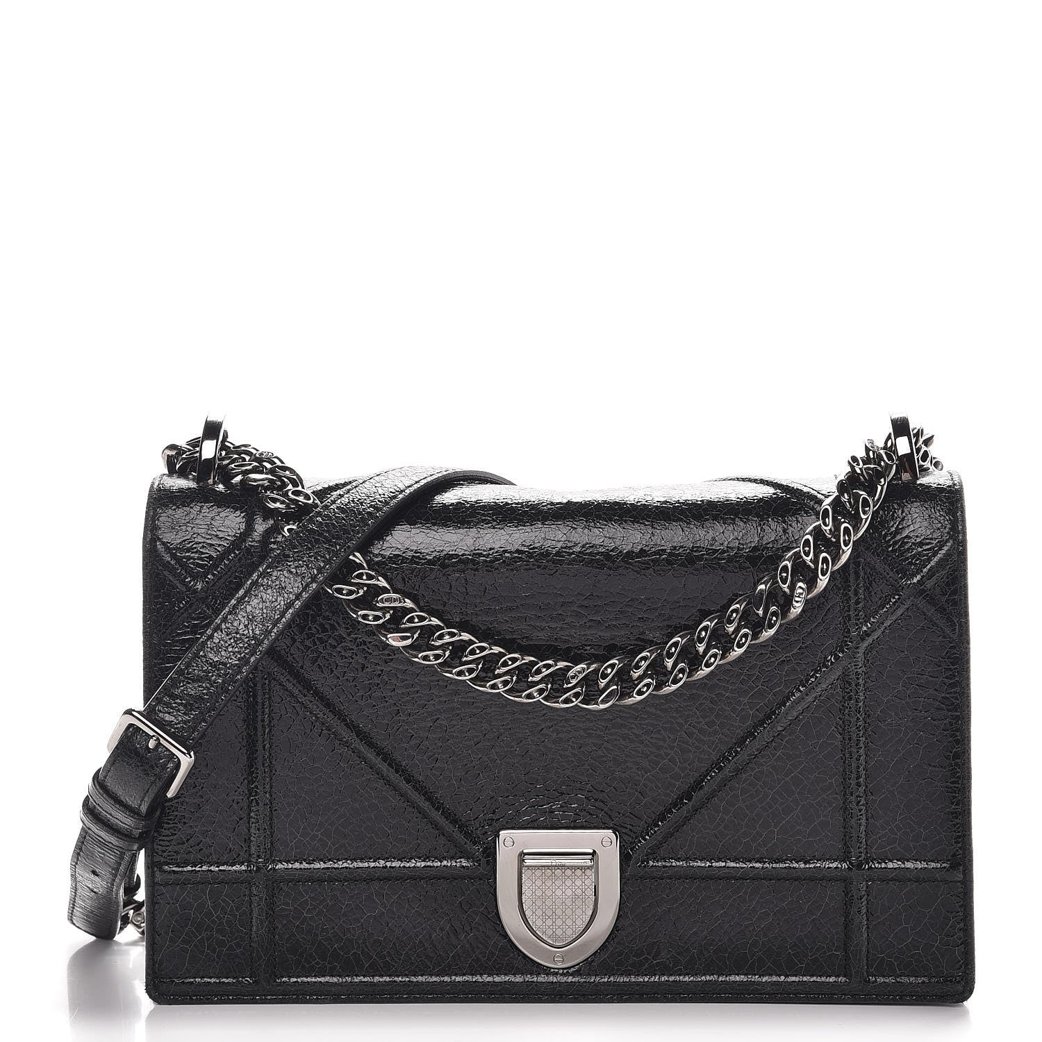 Christian Dior Crackled Deerskin Medium Diorama Flap Bag Black 1 of 11