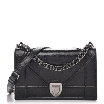 Christian Dior Crackled Deerskin Medium Diorama Flap Bag Black 1 of 11