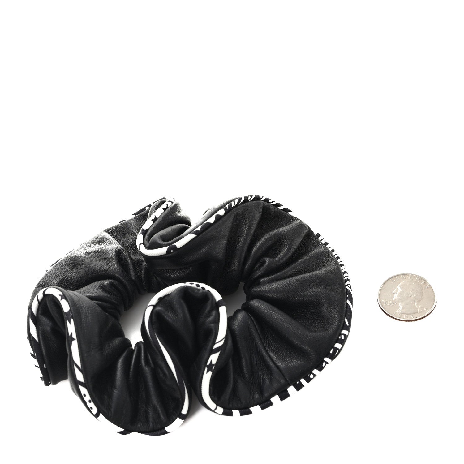 Hermes Nappa Silk Twill Sangles en Zigzag Bandana Claudia Scrunchie Black 2 of 3