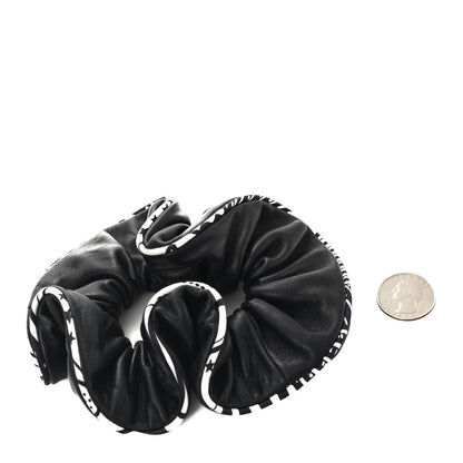 Hermes Nappa Silk Twill Sangles en Zigzag Bandana Claudia Scrunchie Black 2 of 3