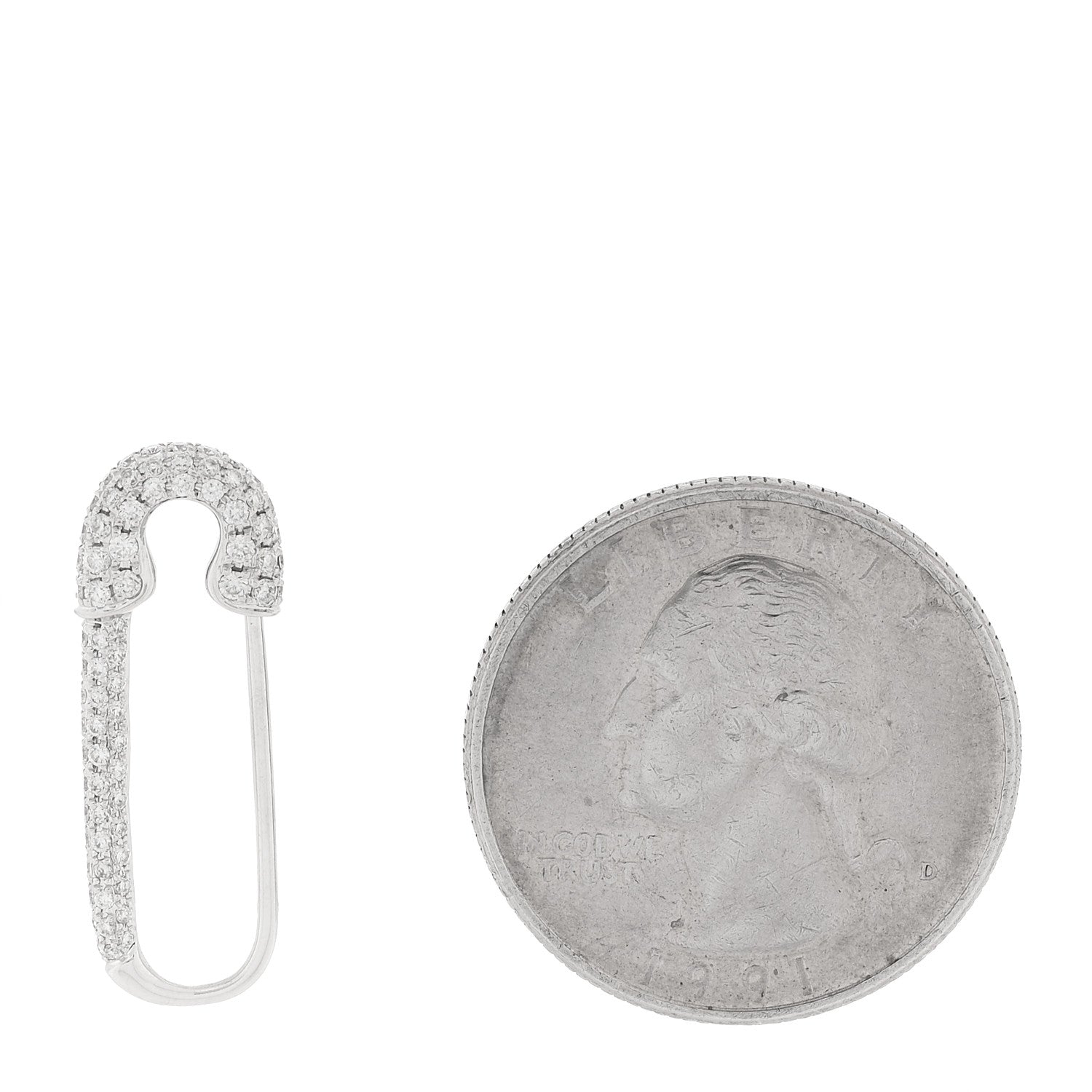 Anita Ko 18K White Gold Diamond Safety Pin Earring 2 of 4