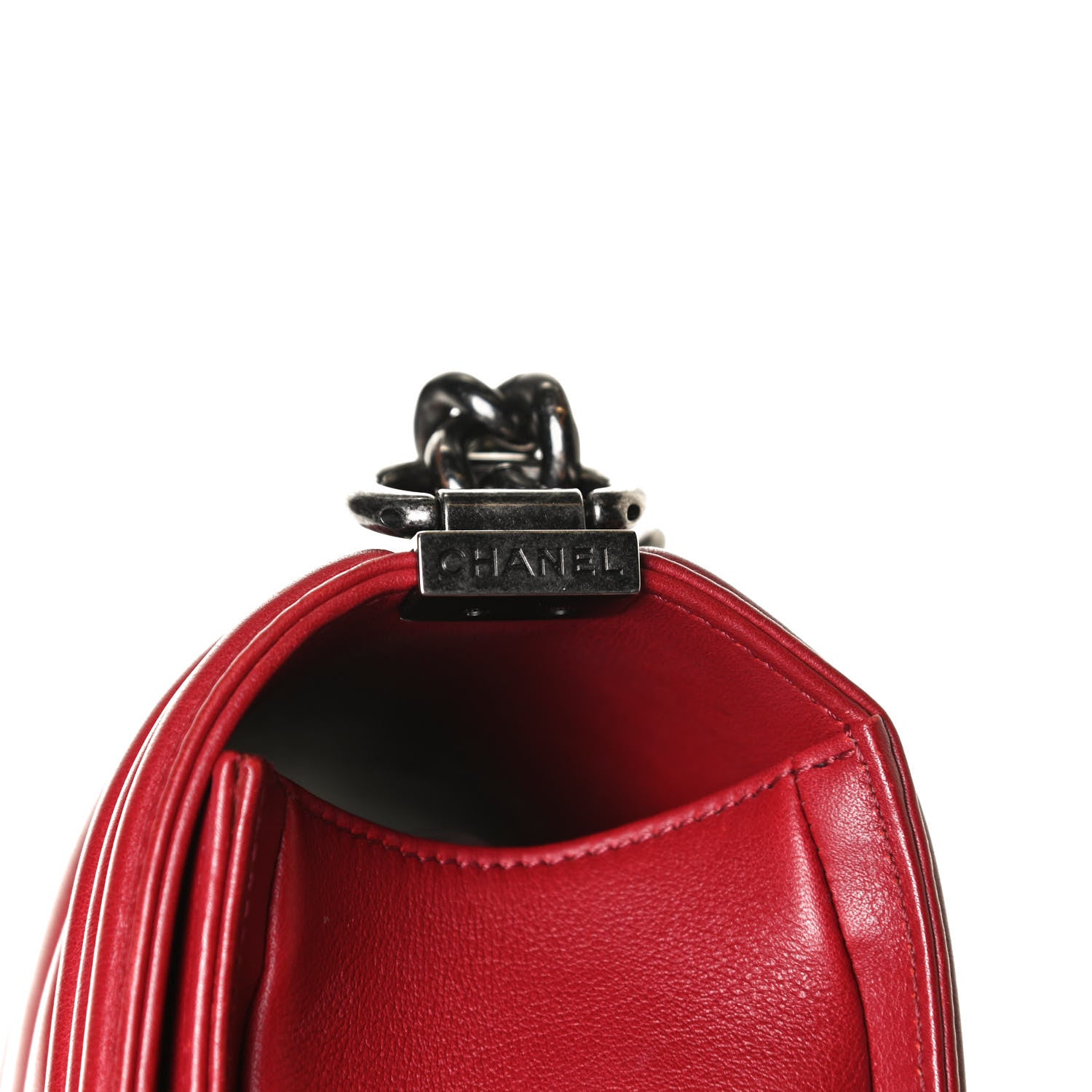 Chanel Calfskin Chevron Quilted New Medium Boy Flap Dark Red 13 of 16