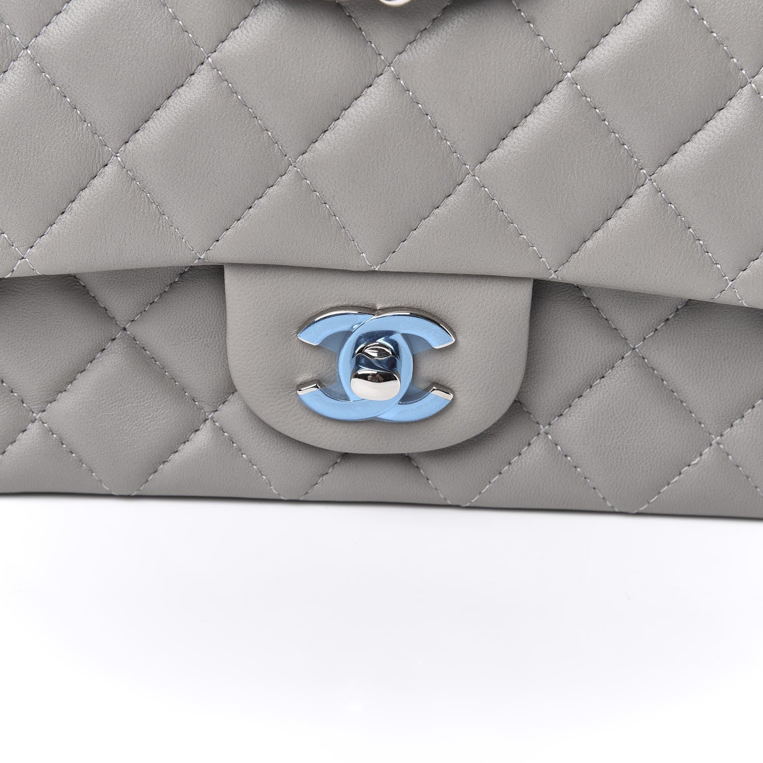 Chanel Lambskin Quilted Mini Rectangular Flap Grey 10 of 11