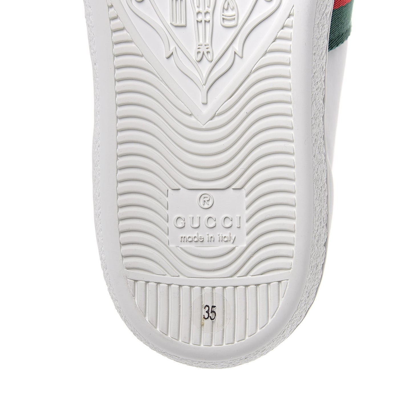 Calfskin Ayers Bee Embroidered Womens Ace Sneakers 35 White Green