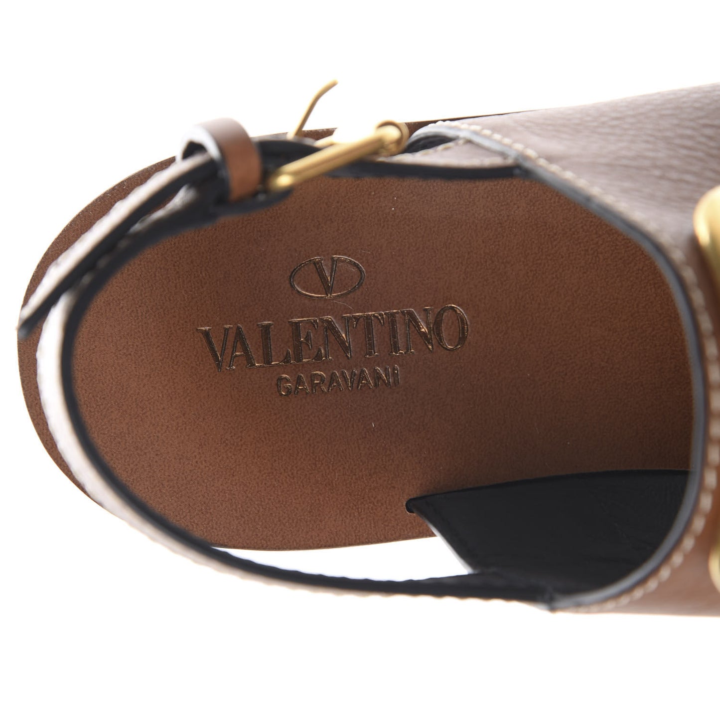 Grainy Cowhide Vlogo Slingback Flat Thong Sandals 37 Cuoio