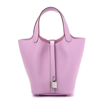 Hermes Taurillon Clemence Picotin Lock 18 PM Mauve Sylvestre 1 of 9