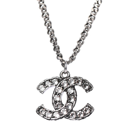 Chanel Pearl Crystal CC Pendant Necklace Silver 4 of 4
