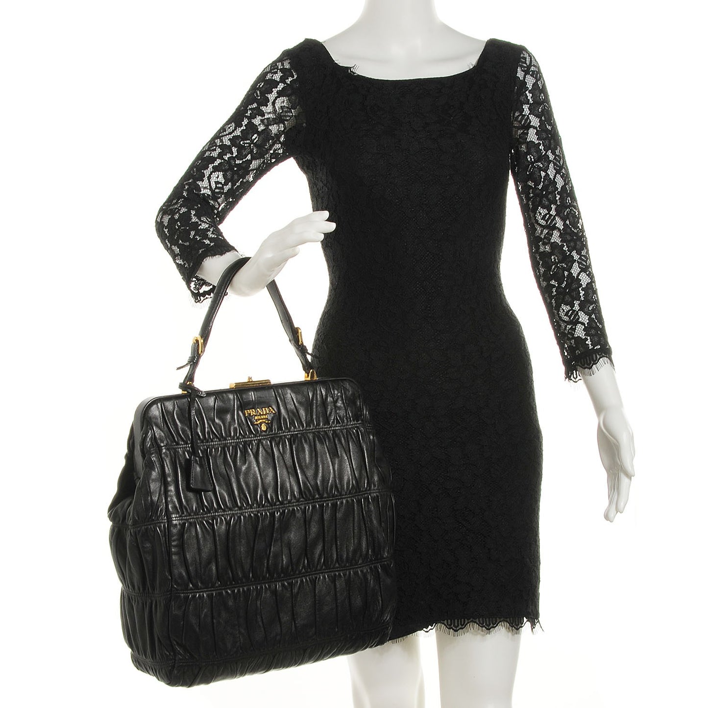 Nappa Dressy Gaufre Framed Tote Black