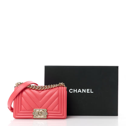 Chanel Lambskin Chevron Quilted Small Boy Flap Dark Pink 11 of 11